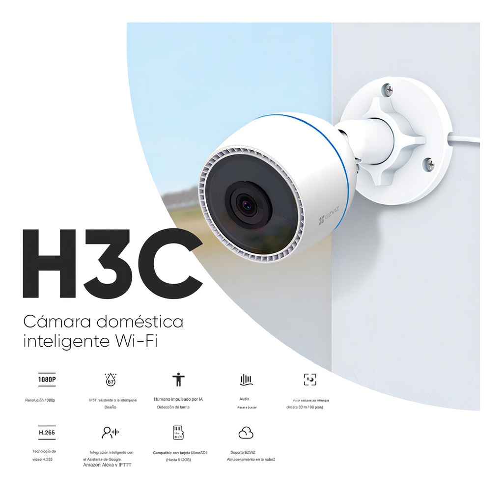 Cámara De Seguridad Ezviz Cs-h3c-r100-1k2wfl Ip Wifi Color Con Resolución 2mp Visión Nocturna Incluida Color Blanco