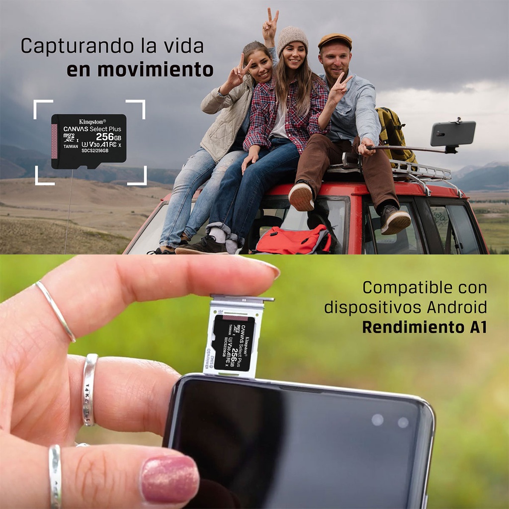 Tarjeta De Memoria Kingston Sdxc/256gb Canvas Select Plus Con Adaptador Sd 256gb