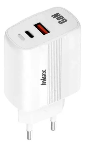 Cargador Inkax USB-A+USB-C GaN 45W blanco
