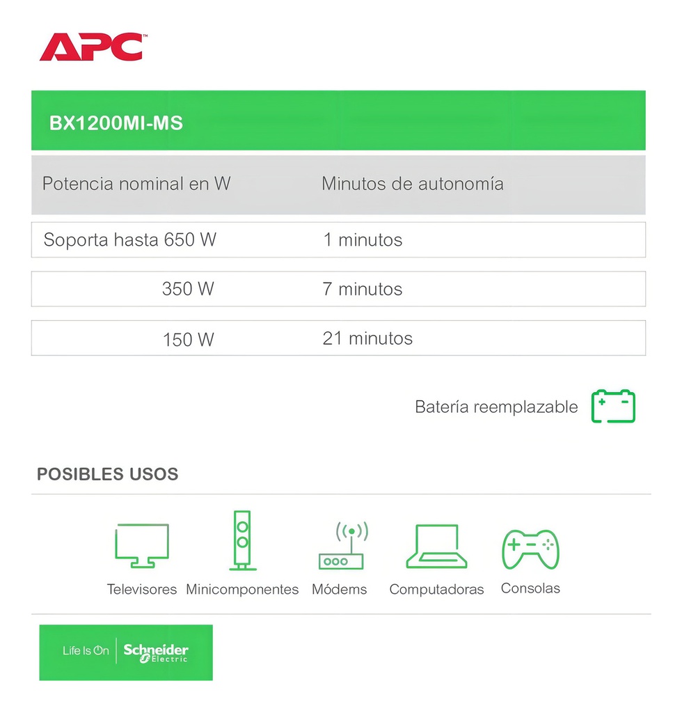 Ups Apc 1200va Estabilizador Y Protector Energia
