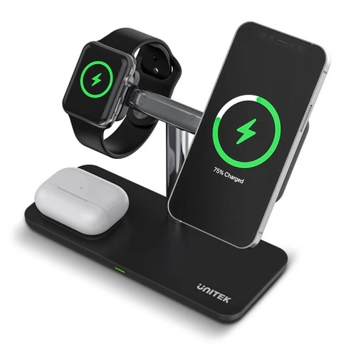 Cargador Inalámbrico Unitek 3 en 1 magnético