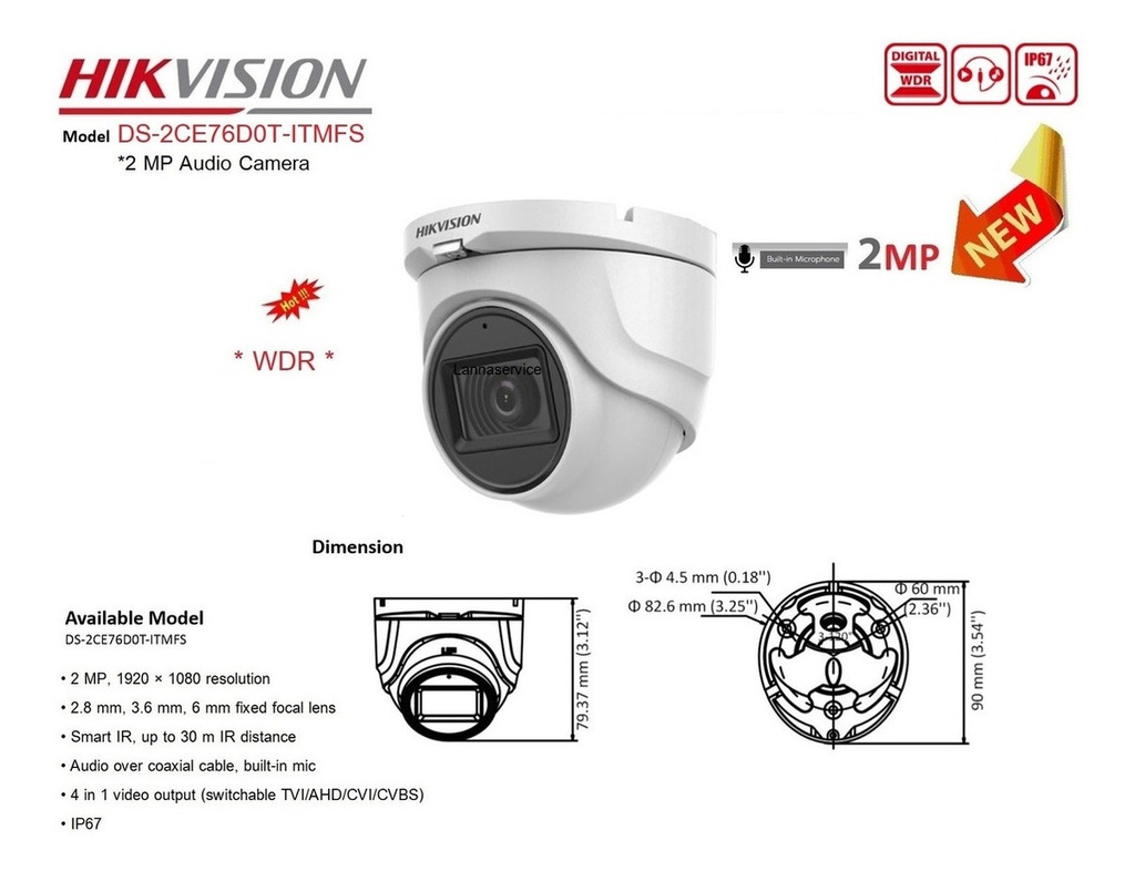 Torreta Exterior Metálica 1080p Exir 20ir Audio Tvi