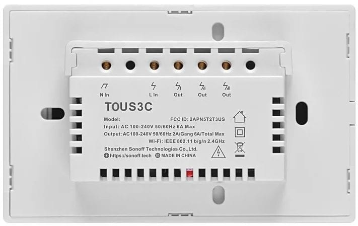 SONOFF PLAQUETA DE PARED TOUCH WIFI 3 MODULOS