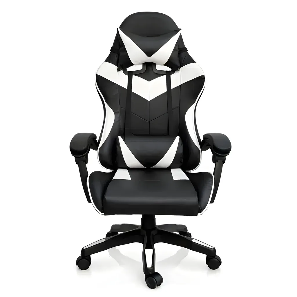 Silla Gamer ergonómica con masajes negra y blanca