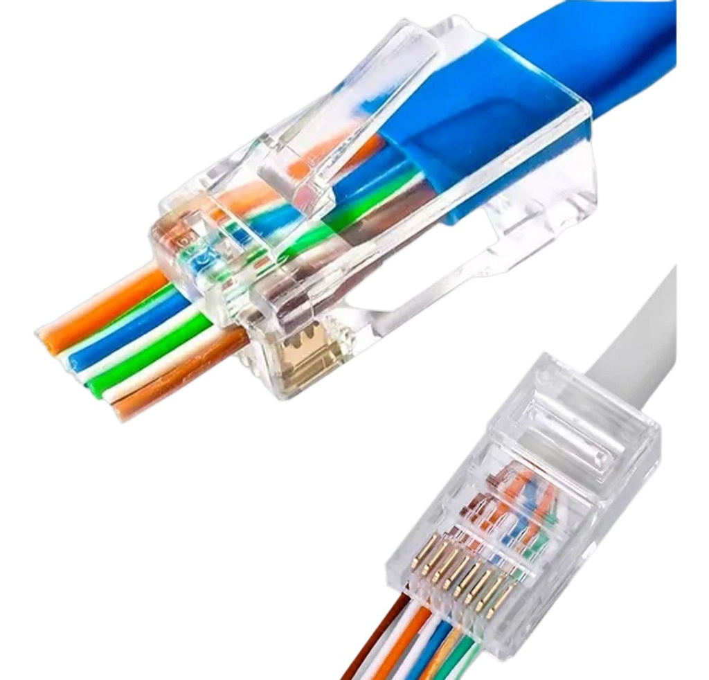 Kit 100 Conectores Rj45 Pasante Cat 5