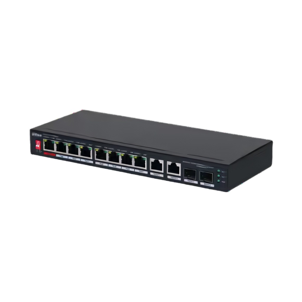 Switch No Administrable 10 Puertos Gigabit 2 Uplinks 1000Mbps PoE 90W