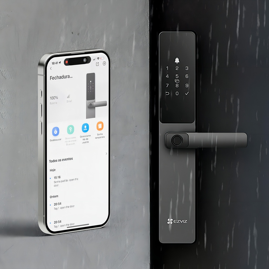 Cerradura Inteligente Biométrica Ezviz Cs-dl05 Ip65, Color N Black