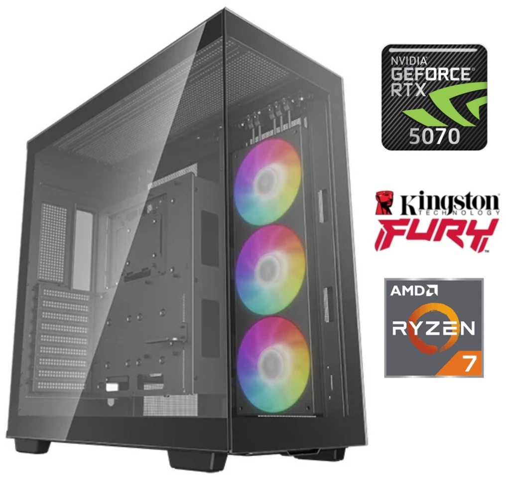 Equipo Gaming con Procesador AMD Ryzen 7 9800X3D, Gabinete Deepcool CH690, Fuente Deepcool PN1000D 80 Plus Gold, Cooler Líquido Deepcool LS52