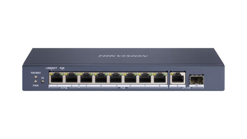 Switch No Administrable 8 Puertos Gigabit 1 Uplinks Fibra Óptica PoE 120W