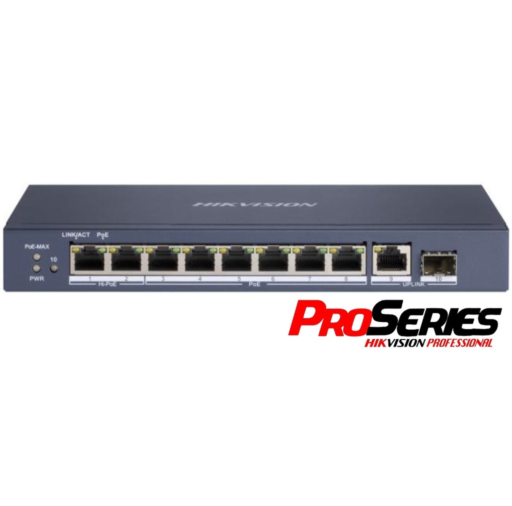 Switch PoE Hikvision PRO 8 puertos gigabit 110w