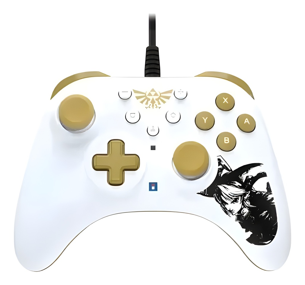 Controlador Con Cable Turbo Para Nintendo Switch Blanco Y Dorado