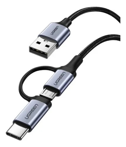 Cable USB-A A Micro USB + USB-C 1m Ugreen