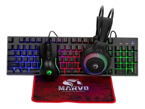 Combo Gaming Teclado + Ratón + Auriculares + Mousepad