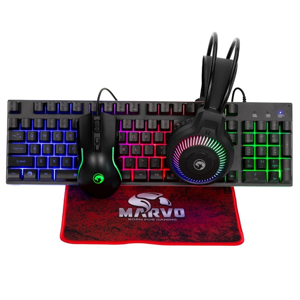 Combo Gaming Teclado Mousepad Auriculares