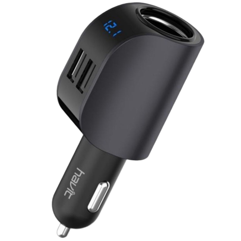 Cargador De Auto 5V/2.1A Con Pantalla LED Negro