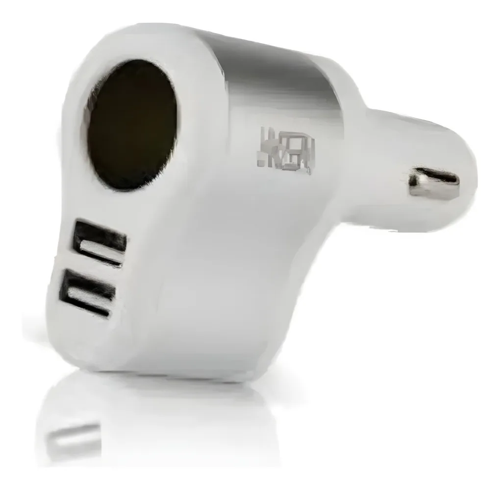 Cargador De Auto Doble USB 80W Blanco Y Plateado