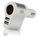 Cargador De Auto Doble USB 80W Blanco Y Plateado