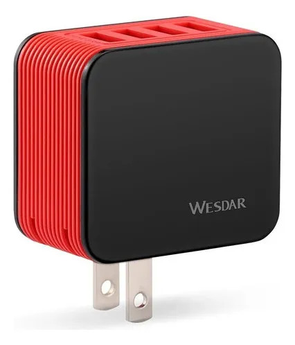 Cargador de Pared 4 Puertos USB 5V 2.4A Wesdar