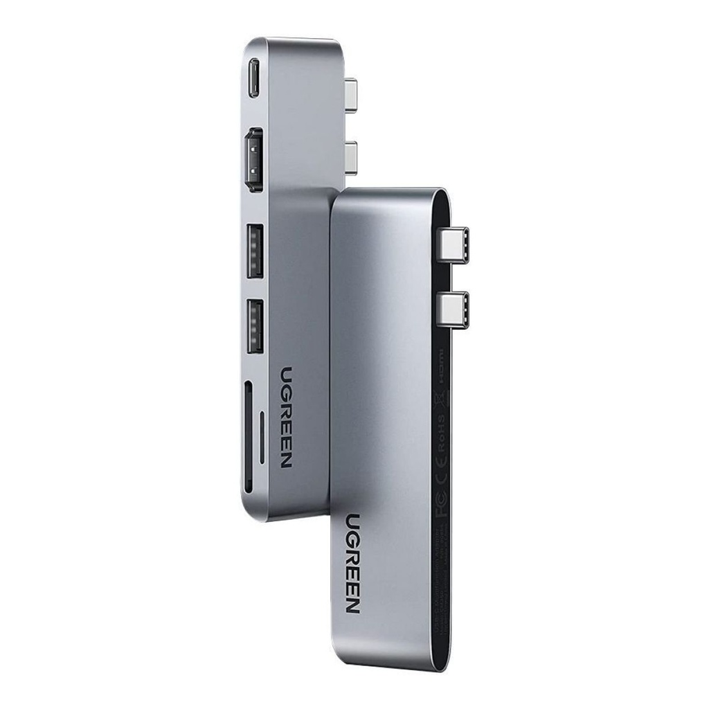 Concentrador USB-C a 2USB-A + HDMI + SD/TF + PD