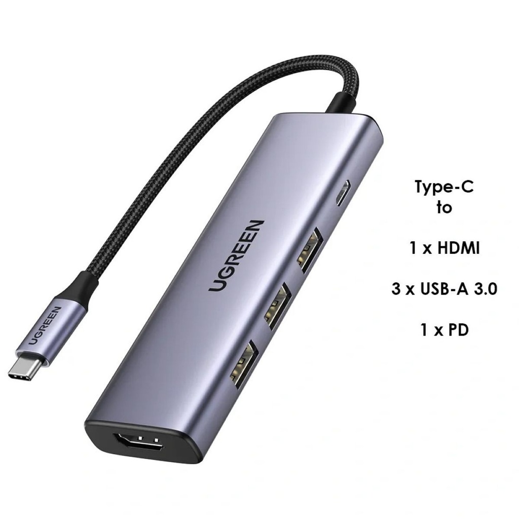 Hub USB-C 5 Puertos USB 3.0 Con HDMI 4K Y Carga Pd 100W