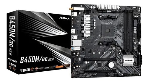 Placa Madre Asrock B450M/ac Doble Canal Ddr4