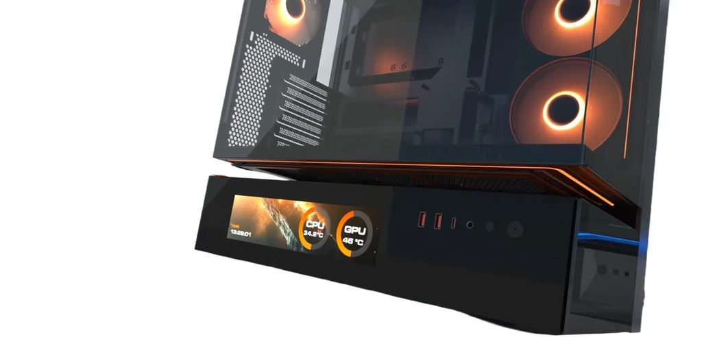 Gabinete PC Mid-Tower Negro Con Iluminación LED Y Panel De Vidrio Templado