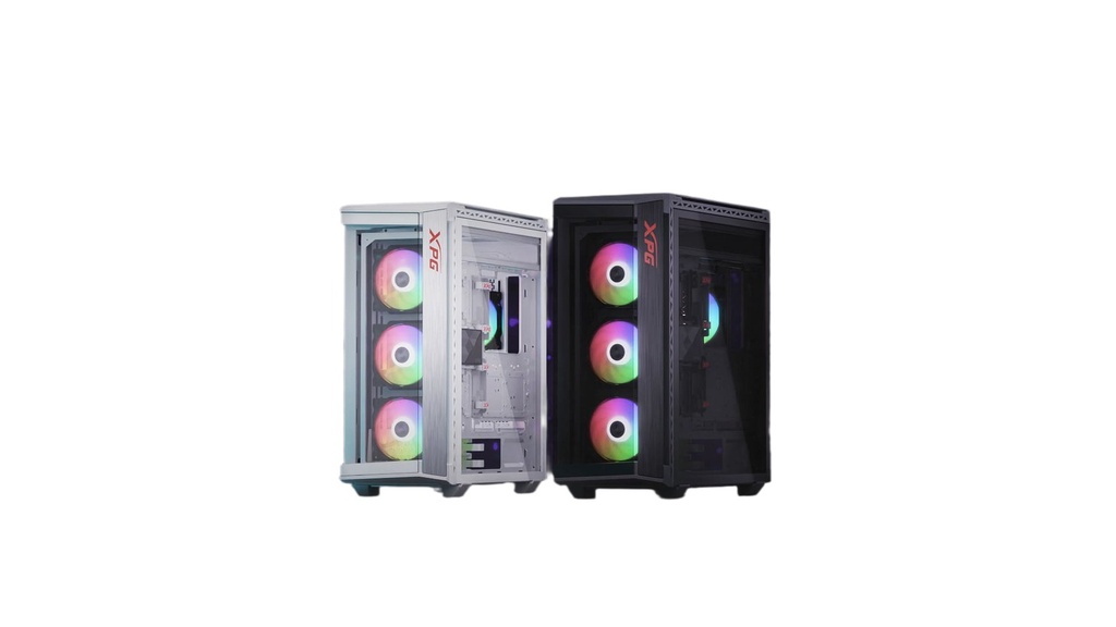 Gabinete PC Mid-Tower Atx Negro Vidrio Templado 4 Ventiladores Argb