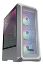 Gabinete PC Mid Tower Atx Blanco Panel De Vidrio Templado 3 Ventiladores Argb Omits Fuente En W