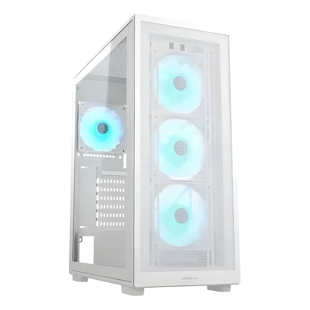 Gabinete PC Mid-Tower Atx Blanco Vidrio Templado 3 Ventiladores Argb