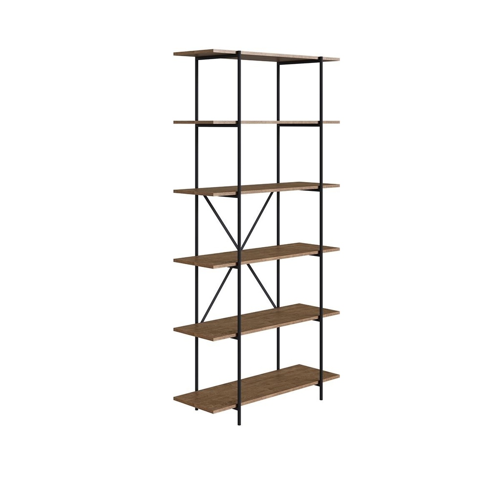 Estante Acero Y Mdp 33x90x180cm Negro/Madera