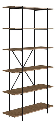Estantería 33x90 H180 cm Acero y MDP Negro/Madera