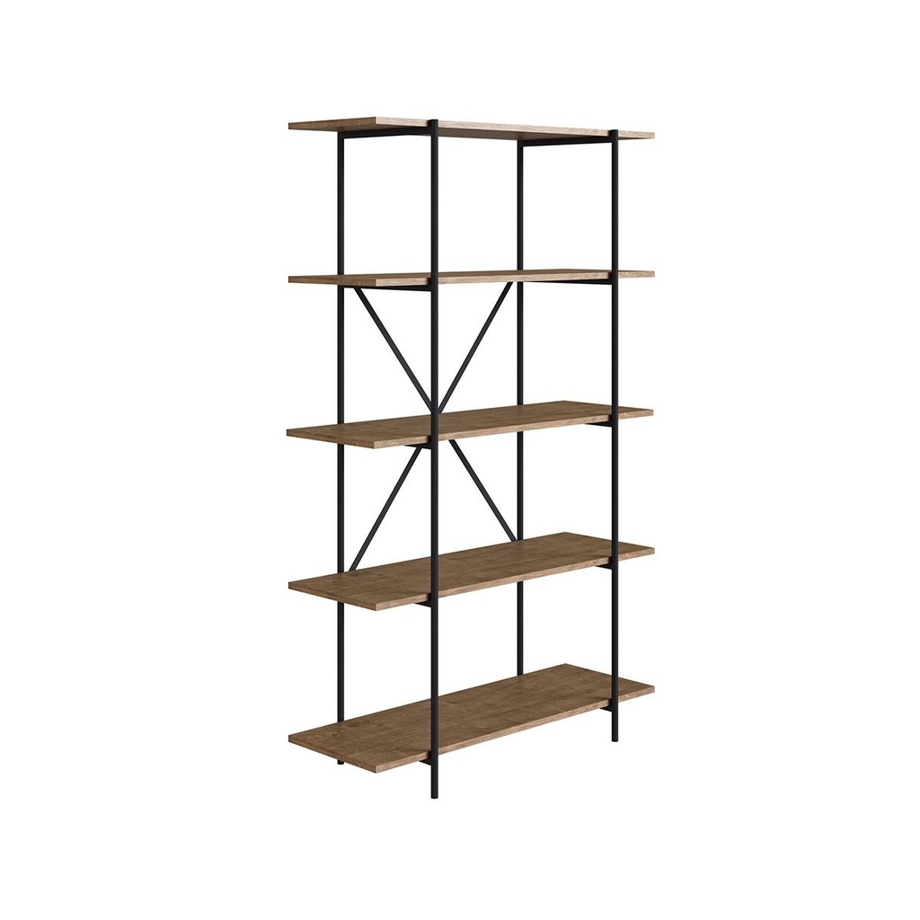 Estante Acero/MDP 33x90x146cm Negro/Madera