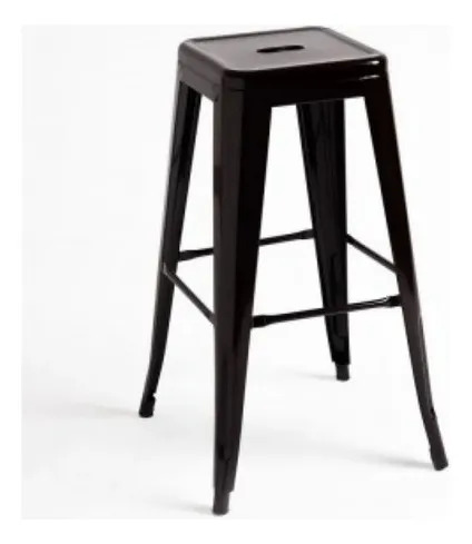 Banco De Acero Galvanizado Negro 30x30x76cm Unsi Furniture