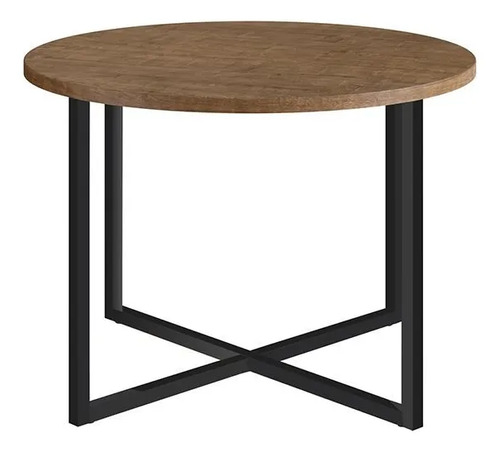 Mesa De Centro Ø50cm H35cm Acero/MDP Negro/Madera