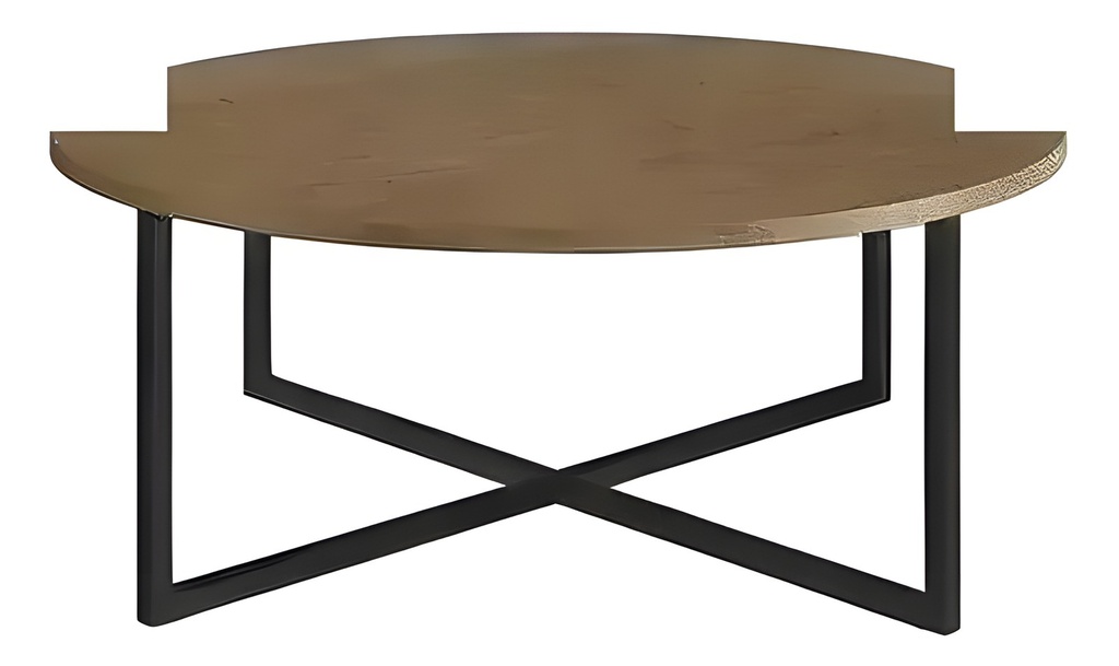 Mesa De Centro Ø70cm H27cm Acero/MDP Negro/Madera