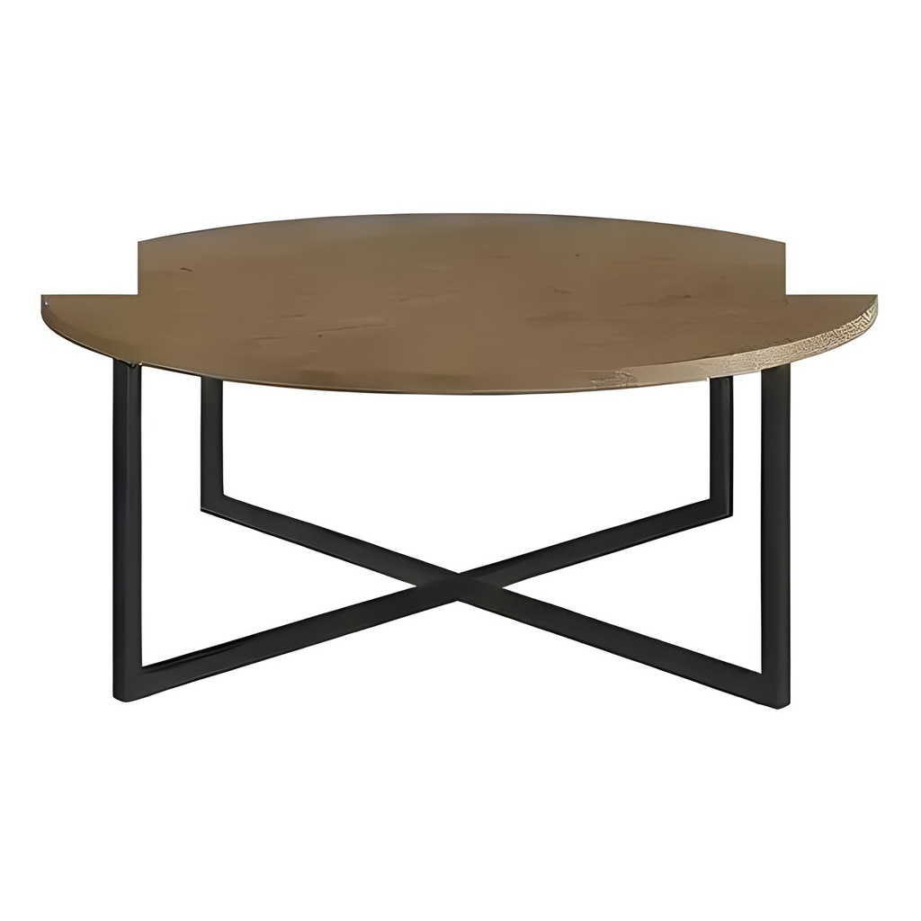 Mesa De Centro Ø70cm H27cm Acero/MDP Negro/Madera