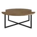 Mesa De Centro Ø70cm H27cm Acero/MDP Negro/Madera