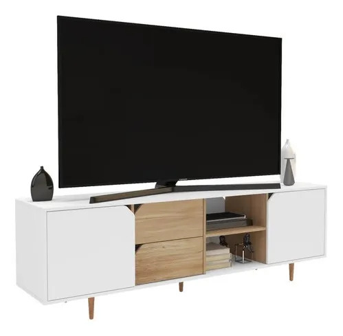 Rack TV Combinado Blanco Con Madera Unsi Furniture