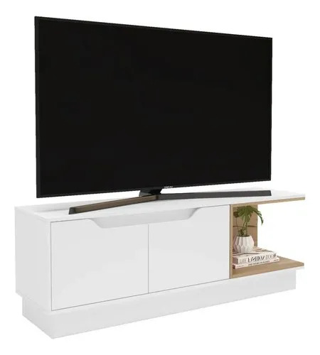 Rack Combinado Blanco Con Madera 14238cm H50cm Mdp