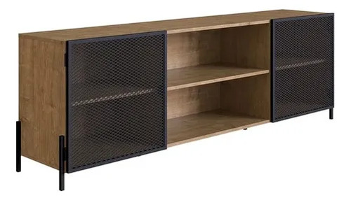 Rack Unsi Furniture Negro/Madera 180x37.5cm H60cm Acero/MDP