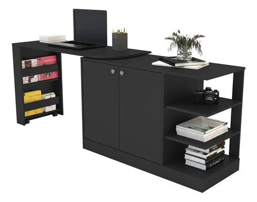 Escritorio Giratorio Con Armario Negro Unsi Furniture Vekkahome
