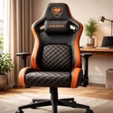 SILLA GAMER Negro Naranja Silla