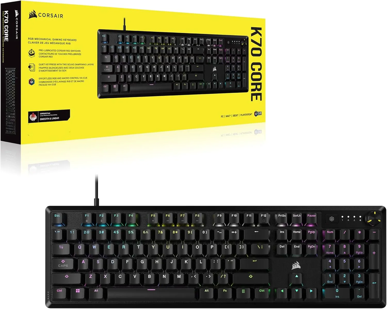 Teclado Mecánico Gaming RGB CORSAIR K70 CORE