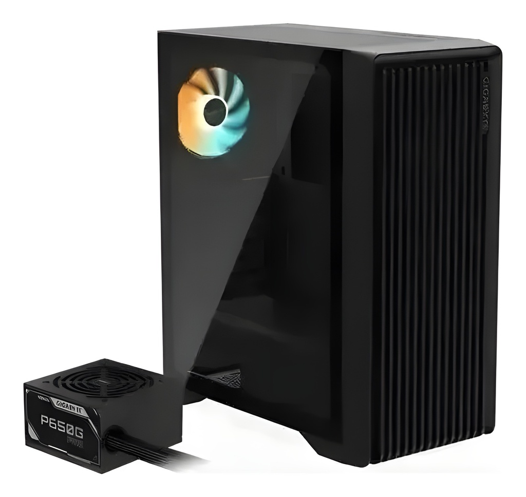 Gabinete PC Mid-Tower Atx Negro Acero Y Plástico Con Vidrio Templado 1x Argb