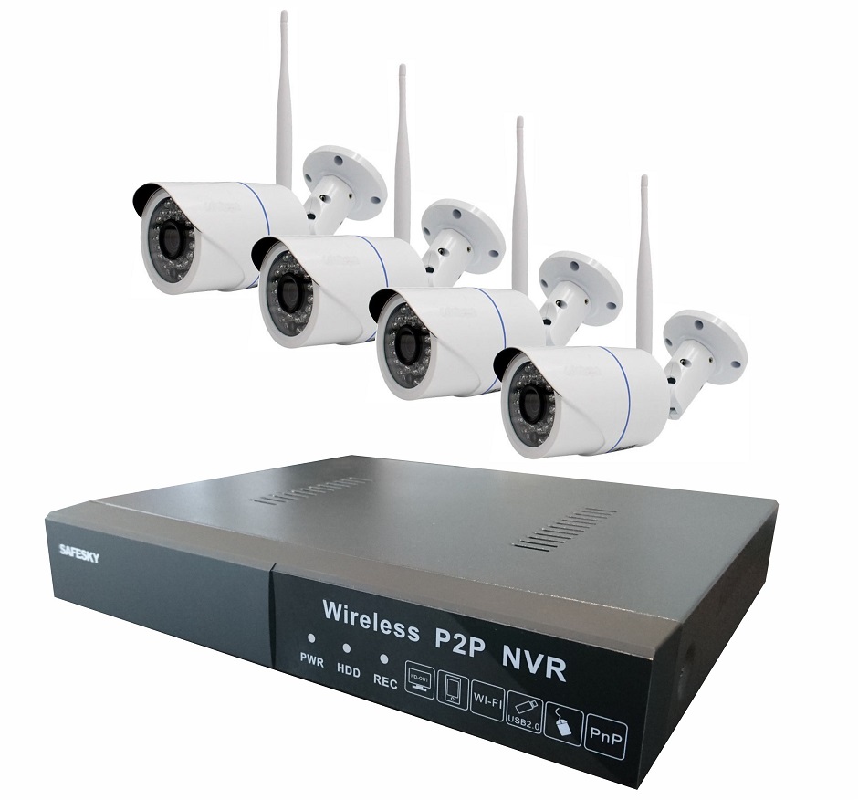 Kit Safesky Mini NVR Wifi + 4 camaras IP Wifi exteriores