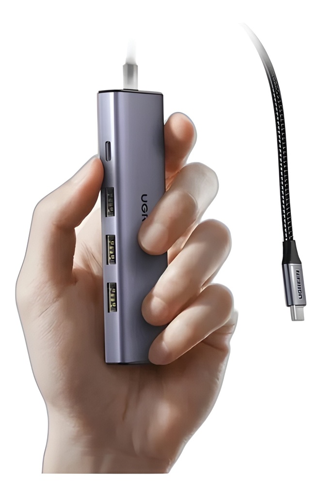 Hub USB-C 5 En 1 Con 3 Puertos USB 3.0, HDMI 4K Y Carga Pd 100W