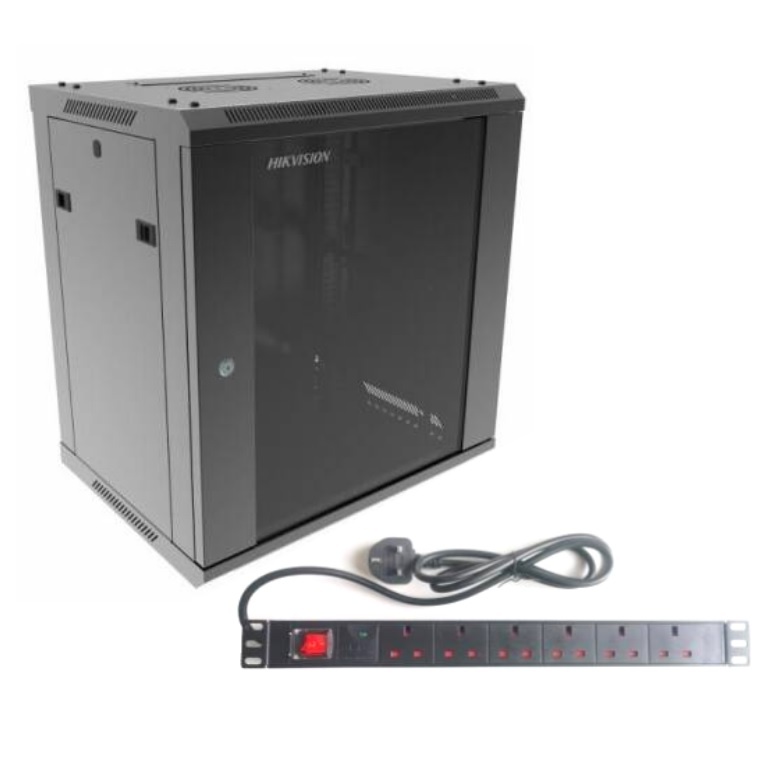Rack Hikvision 12U + PDU de 6 unidades