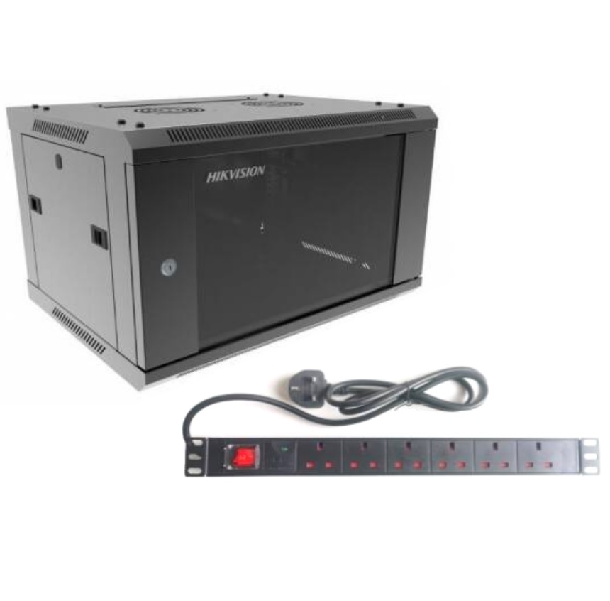 Rack Pared 6U + PDU 6 Puertos