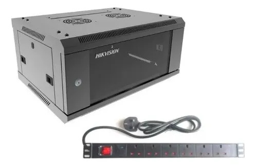 Rack Pared 4U Hikvision Rac63 + Unidad De Distribución De Poder 6 Puertos Hikvision Pdu01