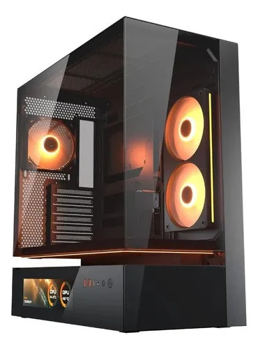 Gabinete Mid Tower Con Iluminación Argb Negro Con Panel Lateral De Cristal